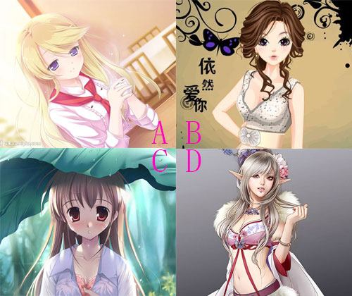 心理测试:选一个卡通美女,测你是呆呆是傻傻还是萌?